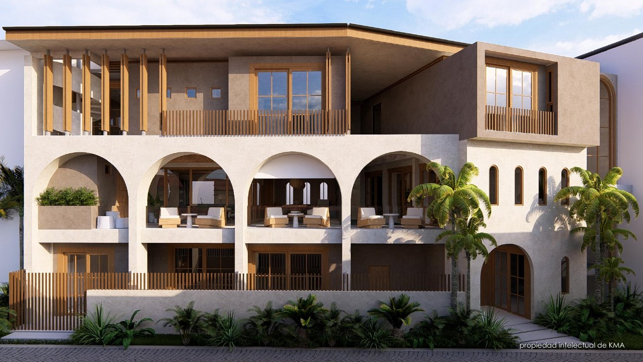 KMA Design Group schematic render of the El Prado 56–57 street elevation