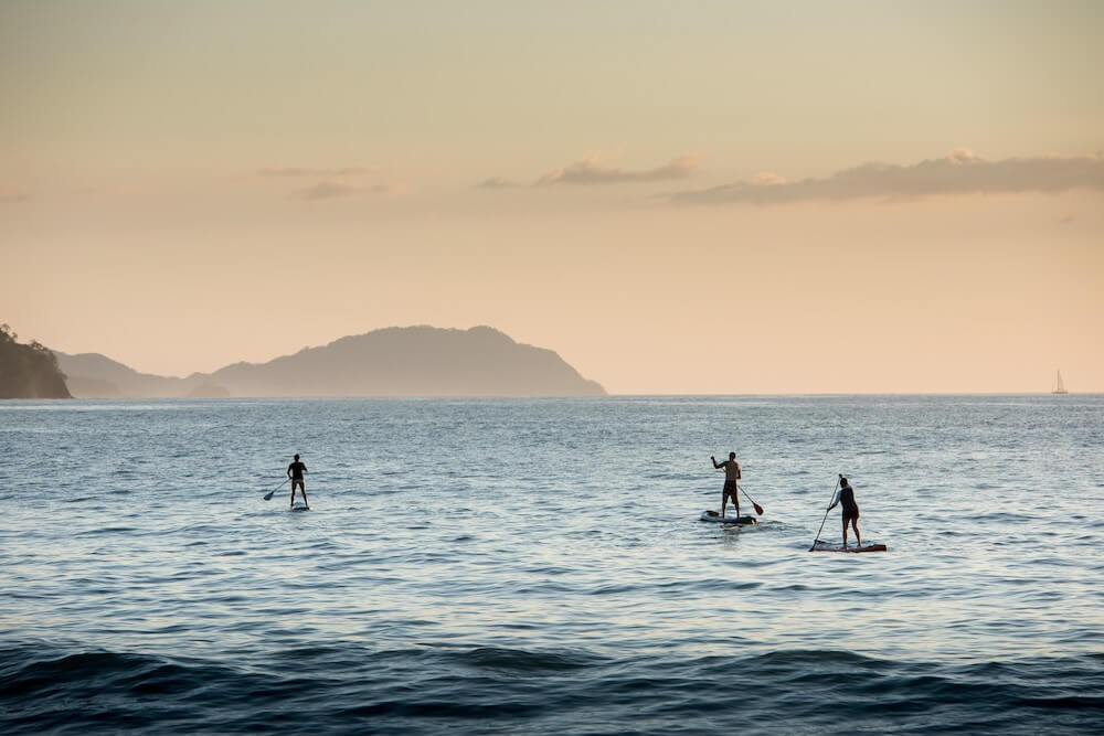 Warm Pacific water and swimmable bay on the Guanacaste coast