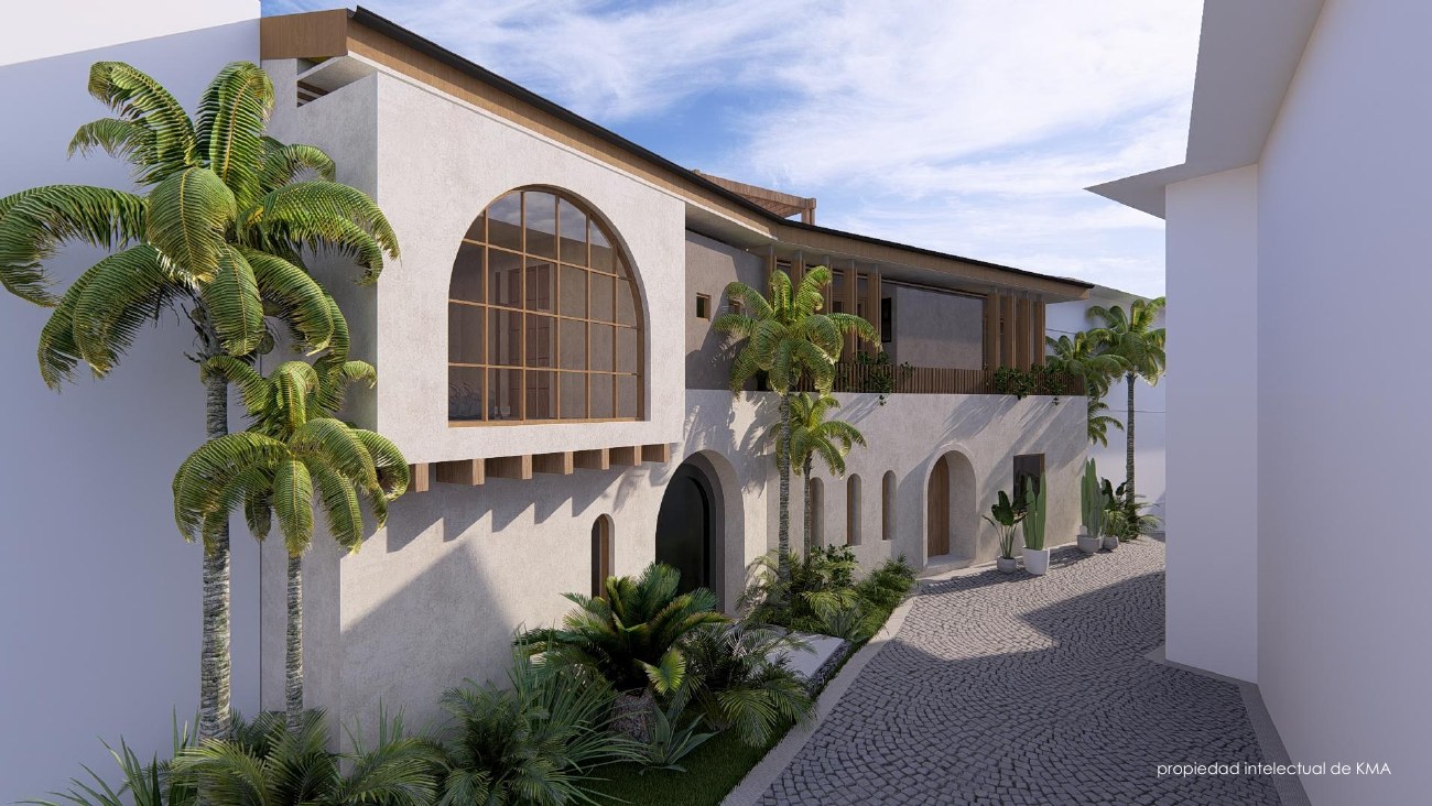 KMA Design Group render of the compound from the pedestrian street